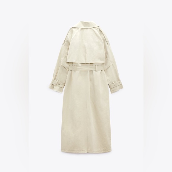 Zara Waxed Cotton Duffel Coat XS Sand 4391/870 Tag Included - Picture 8 of 9